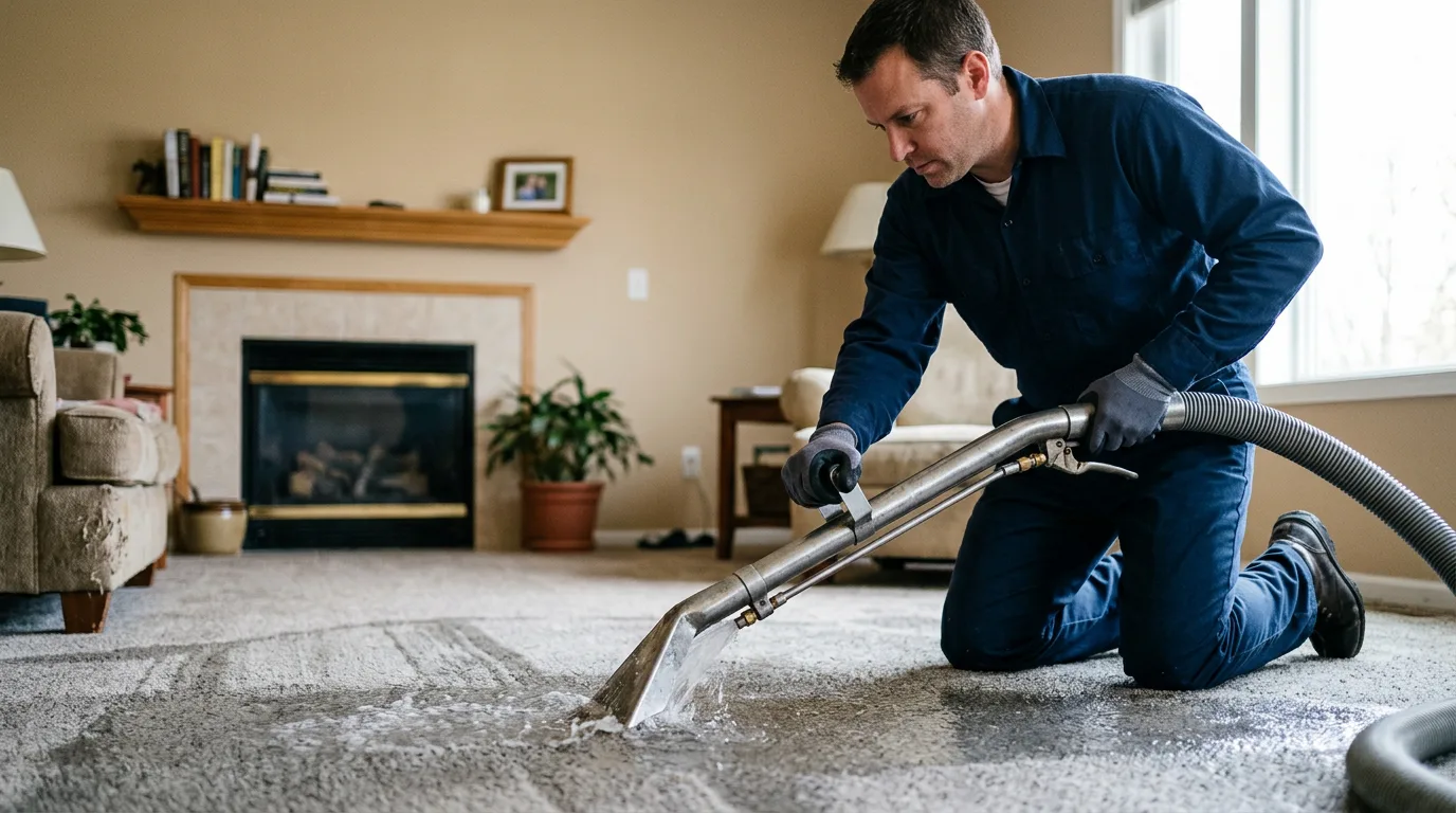 Water damage restoration technician working near Georgetown, NY